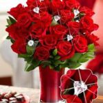 One dozen red roses and diamonds bouquet chicago florist