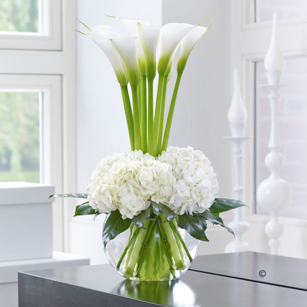 White Calla Lily And Beautiful White Hydrangea Bouquet