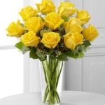 one dozen yellow roses