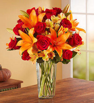 elegant-autumn-rose-lily-bouquet